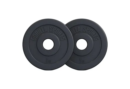GORILLA SPORTS Hantelscheiben Olympia, 1,25kg - 30kg Gewichte, Einzeln / Set, Ø 50mm, aus Kunststoff, - Gewichtsscheiben, Hantelscheiben-Set, Olympiascheiben, Schwarz