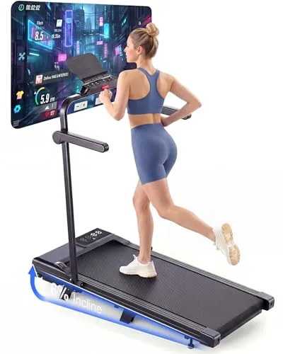 Superun Walking Pad mit Steigung 6%, Laufband für Zuhause mit App max 6km/h und 12km/h Version, Schreibtisch- Laufband bis 136 kg Belastbar mit Multiplayer-Rennen und Trainingskurse Erlebnis vor Ort