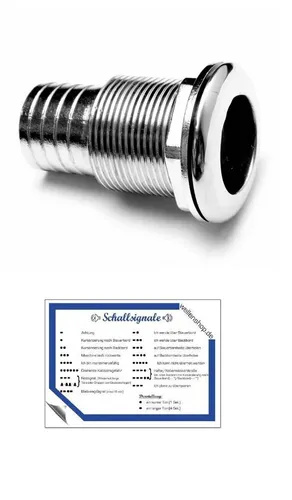 Borddurchlass Durchführung Wasserauslass 1/2 Edelstahl + Schallsignale Aufkleber