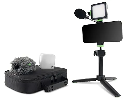 Mackie EM-93MK umfassendes Content Creation Kit für Smartphones und DSLR-Kameras mit EM-93M Mikrofon, Gimbal/Stativ und LED-Licht