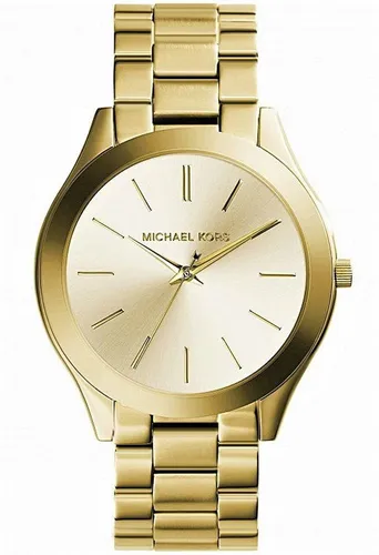 Michael Kors Slim Runway MK3179 Gold Damenuhr - Elegante Armbanduhr für Damen mit glänzendem Edelstahlarmband, 50m wasserdicht und perfekte für jeden Anlass. Stilvoll und funktional!