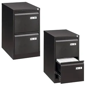 Bisley-Light Hängeregisterschrank IPCCA12 - 1-bahnig, 2 Schübe, schwarz - Hängeregistraturschränke aus stabiler Stahlkonstruktion mit abschließbaren Schubladen. Ideal für sicheres und ordentliches Aufbewahren von bis zu 100 Mappen.