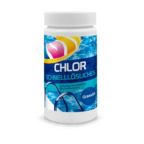 Chlorgranulat für Pool 1 kg - Schockchlorung Pool - Desinfektion Chlorung Pool - Pool Chemie - Pflege für Schwimmbad