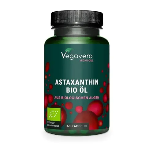 Bio Astaxanthin hochdosiert – 60 Kapseln von Vegavero® - Antioxidant Astaxanthin, hochdosiert mit 8 mg pro Kapsel, aus hochwertiger Bio-Alge und schonender CO2-Extraktion – für optimale Bioverfügbarkeit und maximale Sicherheit.
