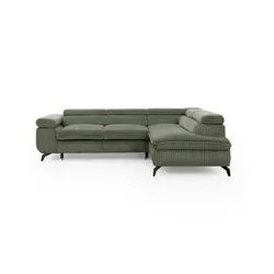S-STYLE Ecksofa Bonnie mit Schlaffunktion – Grün, 275 cm - Entdecken Sie das S-STYLE Ecksofa Bonnie in elegantem Grün! Mit einem cleveren Schlaffunktion-Design bietet es Komfort und Stil für Ihr Wohnzimmer. Ideal für entspannte Abende und Übernachtungsgäste.