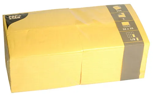 PAPSTAR Bistro-Servietten 330 x 330 mm 3-lagig gelb 250 Stück