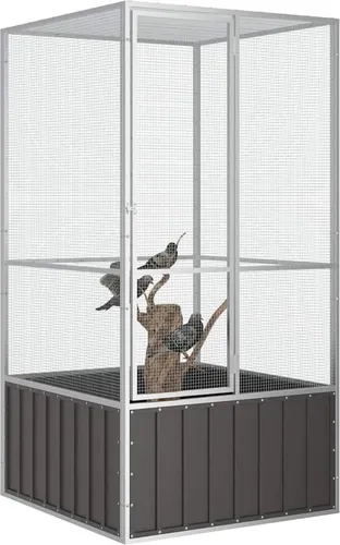 vidaXL Vogelkäfig Anthrazit 111x107x211,5 cm - Sicherer Spielplatz für Vögel - Vogelkäfig aus verzinktem Stahl, bietet viel Platz zum Fliegen und Spielen. Robuste Konstruktion und gute Belüftung sorgen für die Gesundheit deiner Vögel.