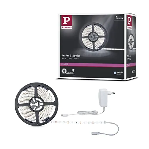 Paulmann FN SimpLED Stripe Set 5m Tageslichtweiß 17W 230/12V DC Weiß Metall Kst.
