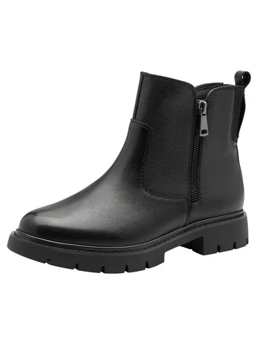 Tamaris Comfort Damen Stiefeletten aus Leder mit Reißverschluss, Schwarz (Black), 38 EU - Wanderschuhe mit EASY STRETCH für flexible Passform und hohen Tragekomfort – ideal für stilvolle Abenteuer im Freien.