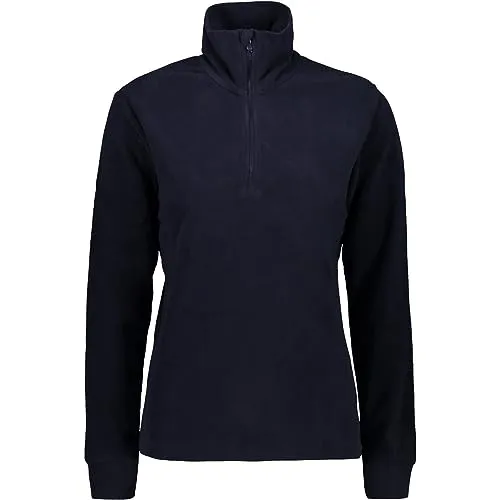CMP Damen-Sweatshirt Schwarz Blau S - Rollis mit halbem Reißverschluss und hohem Kragen, aus leichtem Arctic Fleece für besten Komfort bei Outdoor- und Skiaktivitäten.