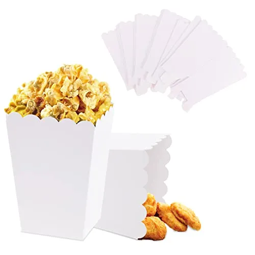 LSYYSL 20 weiße Popcorn-Schalen, Dessert-Snack-Schalen, Party-Tischboxen, Popcorn-Behälter, Papier-Popcorn-Taschen für Partys, Picknicks, Filmpartys usw.