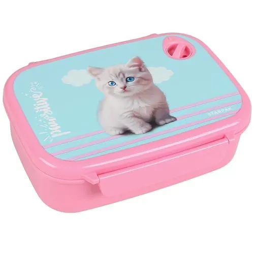 sarcia.eu Niedliches Kätzchen Schulmädchen Frühstücksbox, BOX, Frühstücksbox, Sandwich-Lunchbox für die Schule, Rosa (Rosa Katze)