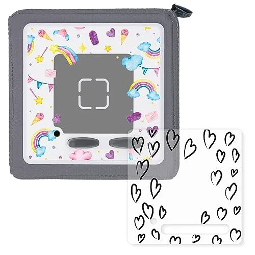 younikat 2er-Set Schutzfolie Schutzcover für Toniebox passgenau geschnitten Selbstklebende Folie Herzen und Regenbogen Motive kreatives Zubehör für Kinder - dv1173