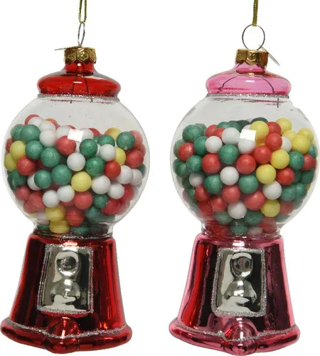 Christbaumschmuck Glas Kaugummiautomat 10,5cm rot oder rosa 1 Stück