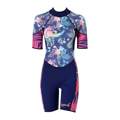 F2 Damen Neopren Anzug Kurz Tropical Shorty 2,5 mm XS Multicolor 2024/25 - Wassersportkleidung für Damen, kurzer Neoprenanzug in 2,5 mm für warme Bedingungen, stylisches Multicolor-Design und perfekte Passform für hohen Komfort.