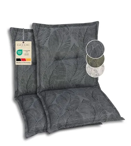 GO-DE Textil Polsterauflagen für Niederlehner-Gartenstühle - 2er-Set mit bequemen Polsterauflagen (100 x 50 x 7 cm) aus hochwertigem, UV-beständigem Druckstoff für optimalen Sitzkomfort und Langlebigkeit.