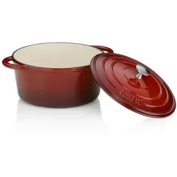 kela CALIDO Bräter rund 3,8 Liter – Gusseisen Dutch Oven mit Deckel - Kasserollen – Ideal für Braten, Aufläufe und Brotbacken, emailliert und für alle Herdarten geeignet, sorgt für optimale Wärmeverteilung und lange Wärmespeicherung.