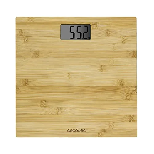 Cecotec Digitale Personenwaage mit hoher Präzision Surface Precision 9300 Healthy. Mit Bambus-Plattform (eco-friendly), LCD-Display und einer maximalen Kapazität von 180 kg. Mit Maßband (Holz)