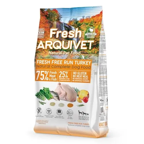 Arquivet Fresh Free Run Turkey 2,5 kg - Alleinfuttermittel für ausgewachsene Hunde, 75% frisches Fleisch, glutenfrei und nachhaltig hergestellt