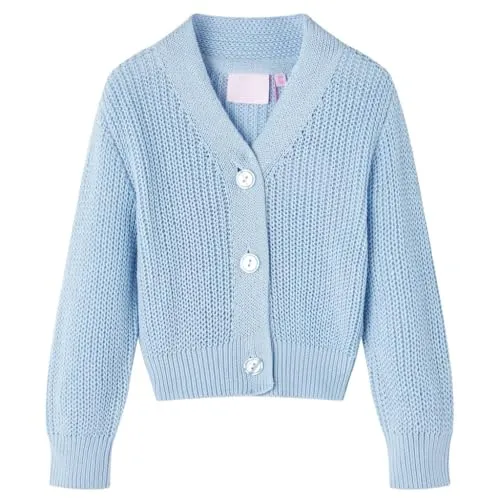 vidaXL Kinder-Strickjacke Mädchen Langarm Pullover Kinderjacke Jacke Pulli Blau 92