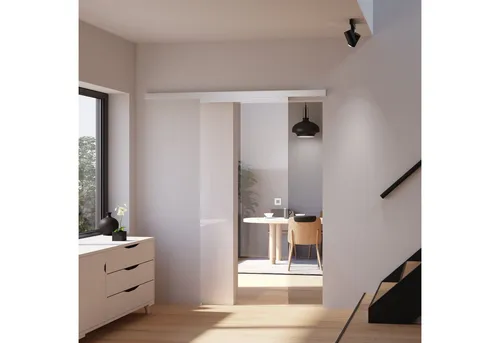 inova wohnen Glasschiebetür Klarglas mit Softclose-Funktion – Komplett Set - Elegante Glasschiebetür aus 8 mm Sicherheitsglas mit hochwertigem Schienensystem und Softclose-Option. Ideal für moderne Räume, wartungsfreies Laufwerk sorgt für leise Nutzung.