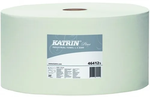 Katrin Plus Industrial Towel L2 - 2-lagige Putzrolle - Inkontinenzhilfen: 2500 Abrisse pro Rolle, ideal für hohe Ansprüche in Industrie und Gewerbe.
