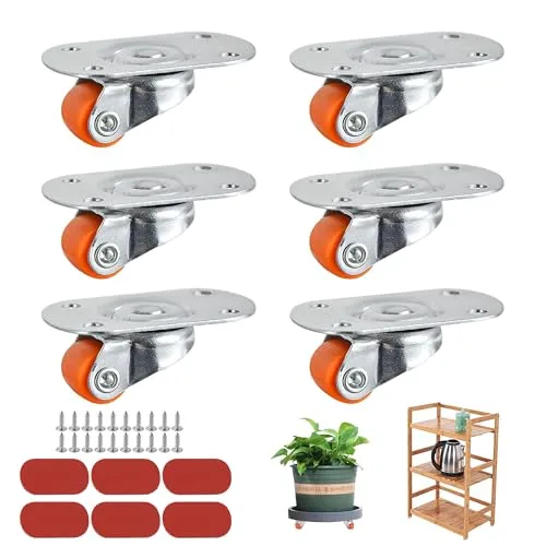 Rollen MöBel Lenkrollen MöBelrollen Gummirollen, 6 Stück Kleine Selbstklebende Schraube Power MöBelrollen, NylonräDer mit Verdicktem StahlblechköRper Universalrad, Kleine Bockrollen