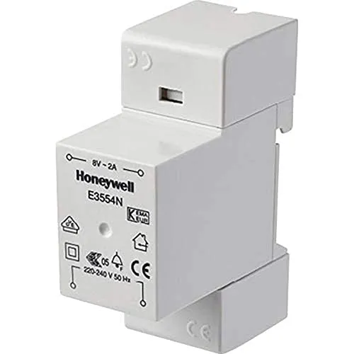 Honeywell E3554N Klingeltransformator VDE 3 - Türklingeln & Türglocken, zuverlässiger Standardklingeltrafo mit 8 V und 2 A Ausgangsstrom für optimale Funktionalität.