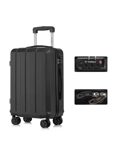YONSLY Premium Reisekoffer Schwarz M mit TSA-Schloss in schwarz von YONSLY