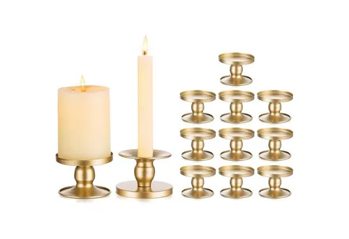 LuxusKollektion Kerzenständer Kerzenständer Gold Metall Stabkerzen Stumpenkerzen 12er 12 Gold