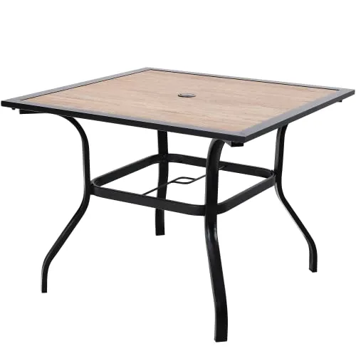 PHIVILLA Gartentisch Wetterfest Outdoor Garten Tisch Terrassentisch Balkontisch E-Beschichtung Metall 94×94×71cm Holzähnlicher Quadratische Braun