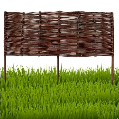 Floranica 1 Stück Beetbegrenzung aus Weide 30 cm x 100 cm Rasenkante aus Weidengeflecht Beeteinfassung Rasenkante Beetzaun Weidenzaun Palisade Abtrennung von Blumenbeetwegen Gartenbeeten