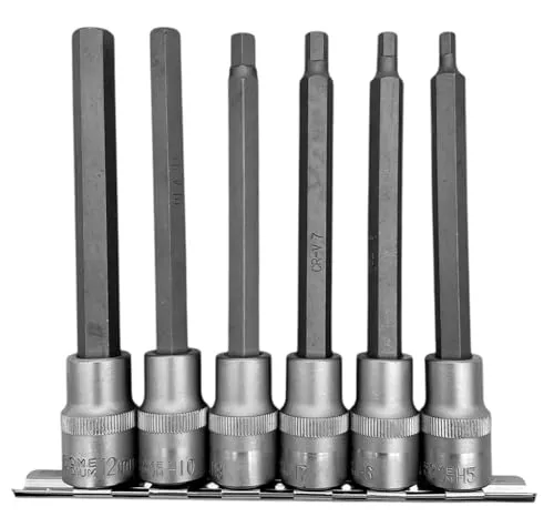 Alkan 6-tlg. lange (140 mm) Innensechskant-Einsätze (140 mm) – Stecknüsse für 1/2