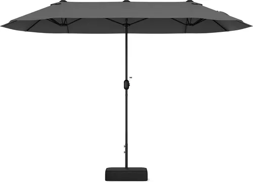 COSTWAY Doppelsonnenschirm 400x200cm mit Ständer und Kurbel in schwarz von Costway