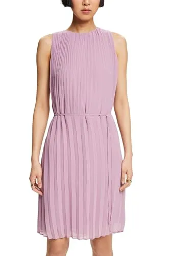 ESPRIT Damen Kleid 044ee1e399, 550/Mauve, Größe 40 - Freizeitkleider für Damen, mit Bindegürtel an der Taille und aus leichtem, weichem Stoff für optimalen Tragekomfort.