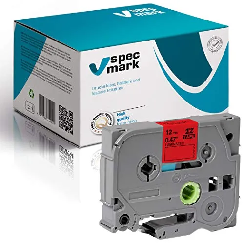 specmark Schriftband TZe-435 12mm x 8m Weiß auf Rot Band kompatibel mit allen Drucker Brother PT P-touch AZe-435 EZe-435 TZ-435 TZ2-435