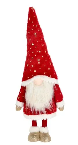 itsisa Großer Wackelwichtel Santa mit Sternmütze H: 60 cm rot-Weiss - Wichtel wackelnd, Weihnachts Deko, Weihnachtswichtel, Zwerg, Winterdeko