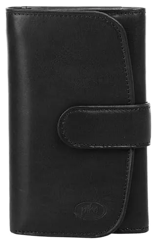 piké Geldbörse im Hochformat Echt Leder Damen | Große Geldbeutel mit Druckknopf | Brieftasche mit vielen Fächern | Portmonee aus echtem Leder | 101160