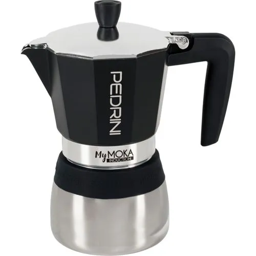 Pedrini MyMoka Induction Kaffeebereiter - Kaffeebereiter für alle Herdarten, inklusive Induktion. Mit Aluminiumkern für besten Mokka-Geschmack und robustem Edelstahl-Design für Langlebigkeit.
