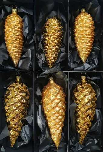 Nostalgie Christbaumschmuck Thüringen Christbaumschmuck Zapfen 6er Set mehrfarbig, Handarbeit, mundgeblasen