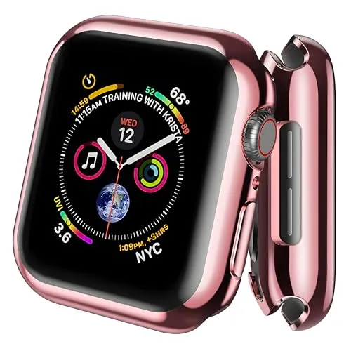 AVANA Hülle für Apple Watch 6/5/4/SE 3/2/1 Schutzhülle 40mm Displayschutz Silikon TPU iWatch 360° Cover Schutz Slim Fit Case Allround - Rosé