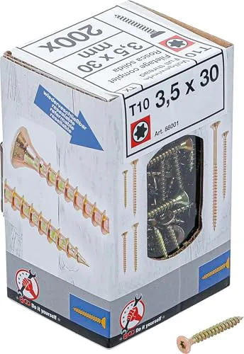 Produktbild BGS Diy 88001 | Mehrzweckschrauben | T-Profil (für Torx) T10 | 3,5 x 30 mm | 200 Stück