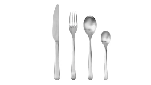 Broste Copenhagen Besteck-Set HUNE 16tlg - Satin Finish - Elegantes 16-teiliges Besteck-Set aus hochwertigem Edelstahl 18/8 in glänzendem Satin-Finish, ideal für stilvolle Tischdekorationen.