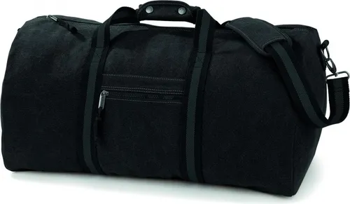 Quadra QD613 | Vintage Canvas Holdall Reisetasche | 58 x 30 x 30 cm - Vintage Black - Stilvolle Vintage Canvas Reisetasche mit 45 Litern Volumen. Ideal für Reisen oder Freizeit, ausgestattet mit einem verstellbaren Schultergurt und praktischen Innentaschen für Wertsachen.