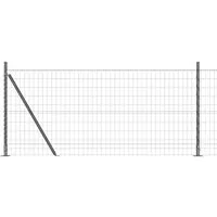 vidaXL Zaun mit Pfosten Grau 0.8 x 10 m aus Stahl - Gartenzaun aus robustem, pulverbeschichtetem Stahl, wetterfest und pflegeleicht. Ideal zur Abgrenzung von Gärten und Terrassen, sorgt für Sicherheit und Stil.