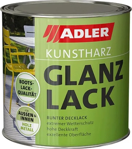 ADLER Kunstharz Glanzlack Weiß 750 ml - Hochwertiger Kunstharz Lack für Holz und Metall, glänzend und wetterfest, ideal für Innen- und Außenanwendungen, mit schneller Trocknung in nur 12 Stunden.