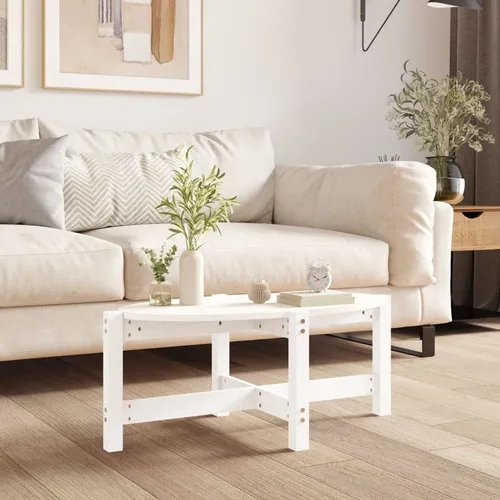 vidaXL Couchtisch Weiß 87x48x35 cm aus massivem Kiefernholz