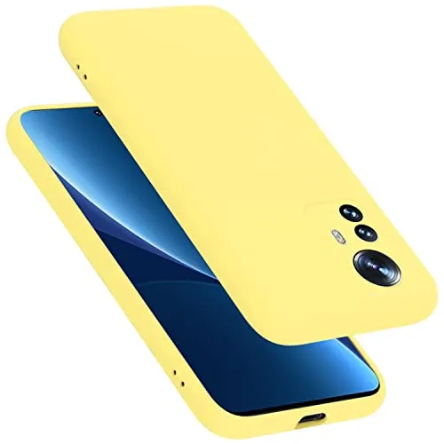 Cadorabo Hülle kompatibel mit Xiaomi 12 PRO Hülle Silikon Handyhülle für 12 PRO Case aus flüssigem Silikon- Kratzfeste und stoßfeste dünne TPU Schutzhülle - Liquid GELB