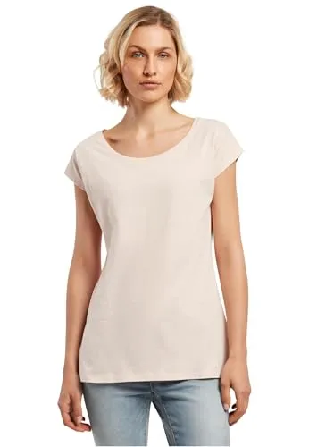 Build Your Brand Damen T-Shirt Ladies Wide Neck Tee, Farbe pink, Größe XS