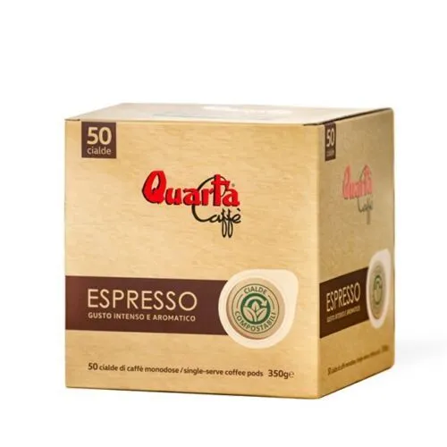 Quarta Caffe' Pack 50 Pads - Intensiv und Aromatisch - Kaffeepads mit intensivem Aroma, perfekt für echte Kaffeeliebhaber. Ideal für eine schnelle Tasse Genuss.